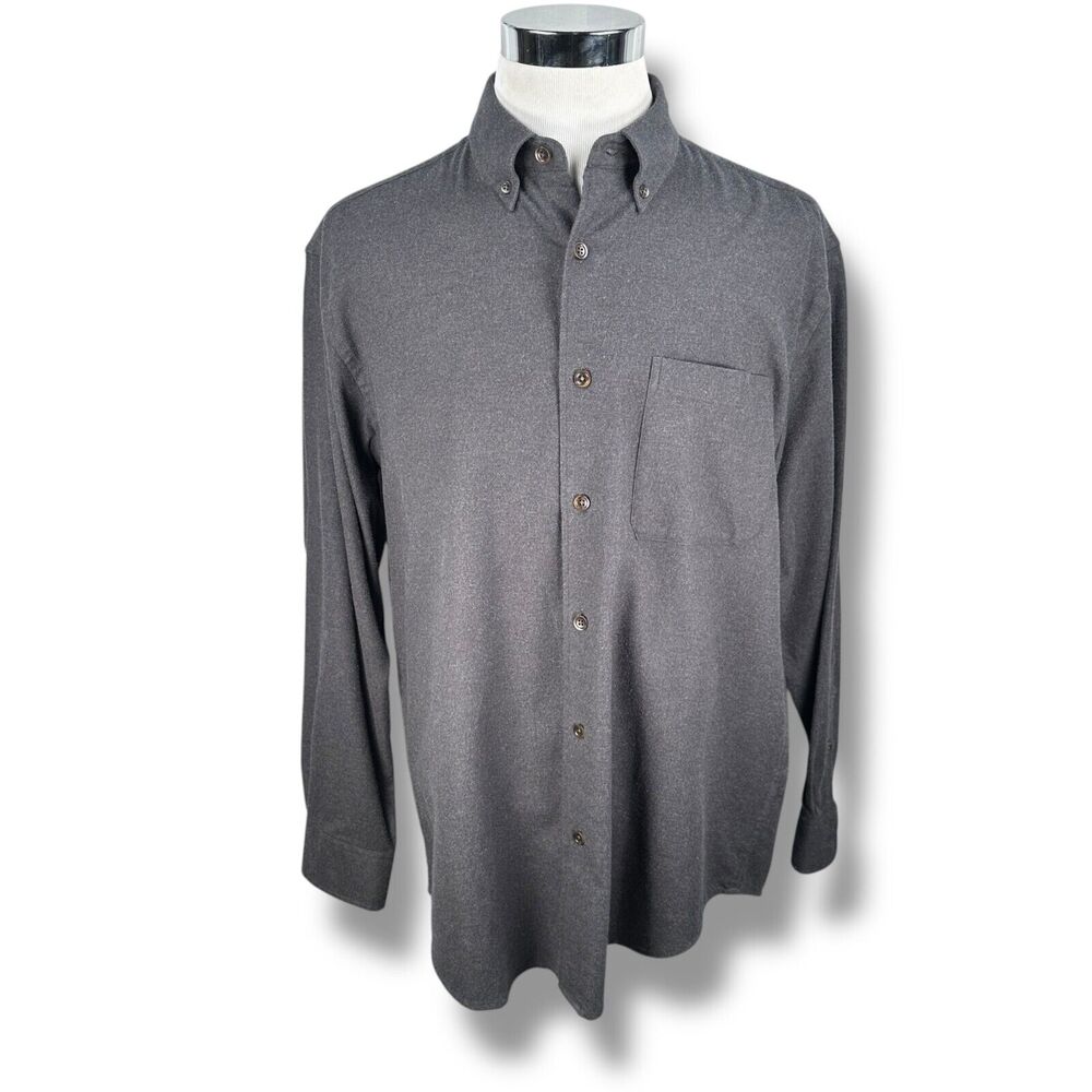 Orvis Chamois Cloth Flannel Shirt Men’s Large Dark‎ Gray Button-Down Long Sleeve